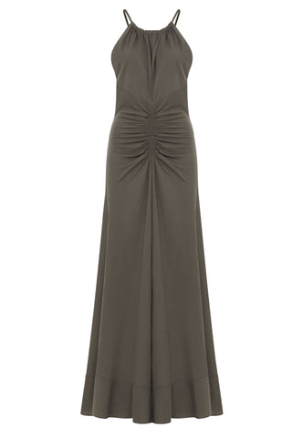 Neutral Edit Draped Long Dress - Elegant Silhouette