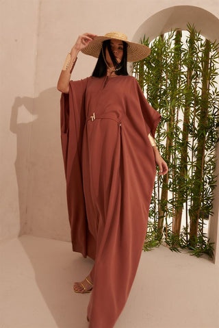 Ameera Long Tencel Kaftan - Brown