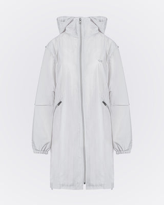 Kapüşonlu Oversize Yağmurluk - Gri