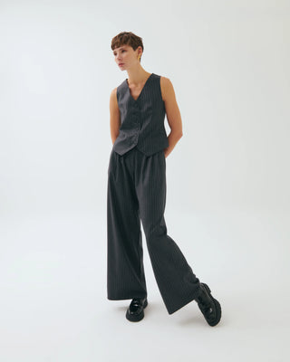 Dakota Classic Pinstripe Vest – Gray