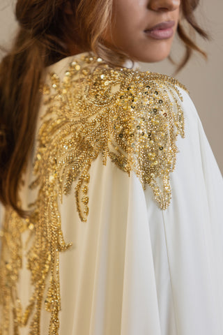 Golden Mirage Embellished Abaya – White