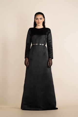 Sedžda Couture Elegant Dress With Belt – Black – view 1