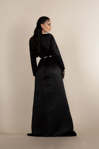 Sedžda Couture Elegant Dress With Belt – Black – view 4