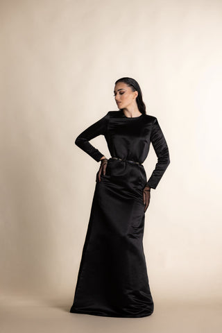 Sedžda Couture Elegant Dress With Belt – Black – view 3