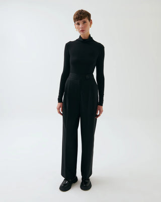 Cady Bamboo Turtleneck Top – Black