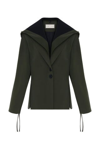 Olive Hooded Blazer (Detachable Hood) – Khaki