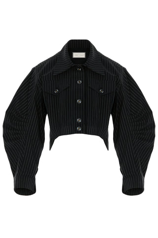 Valentino Cropped Pinstripe Jacket – Black