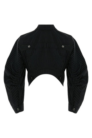 Valentino Cropped Pinstripe Jacket – Black