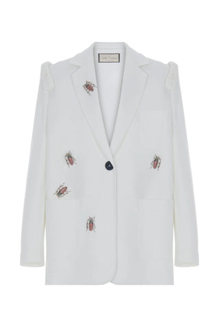 Maëlle Embroidered Blazer – White