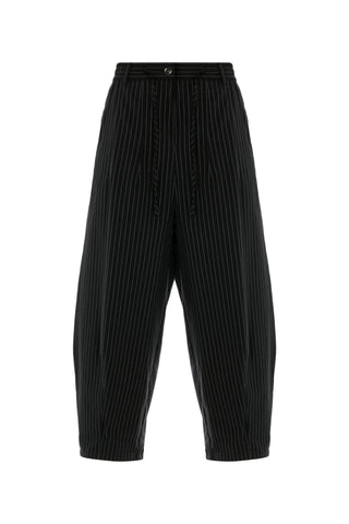Valentino Striped Barrel Trousers – Black