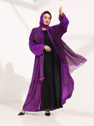 Kashmir Bloom Abaya – Amethyst Jaal Edition