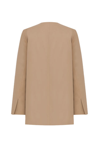 Luna Tie-Front Poplin Camel Jacket