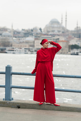 Amanda Pleated Blouse - Red