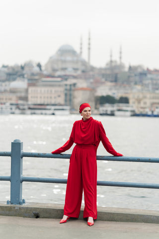 Amanda Pleated Blouse - Red