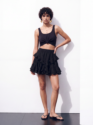 Violaine Ruffled Checkered Texture Skirt