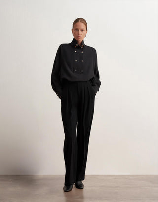 Draped Palazzo Trousers – Black