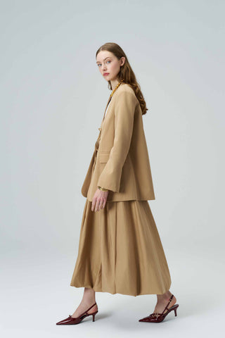 Luna Tie-Front Poplin Camel Jacket
