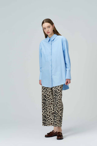 BIANCA Blue Oversized Poplin Shirt