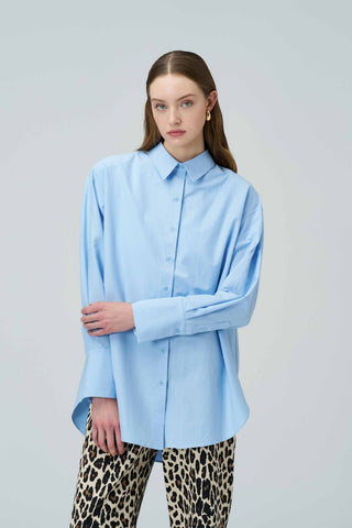 BIANCA Blue Oversized Poplin Shirt