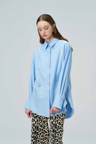 BIANCA Blue Oversized Poplin Shirt