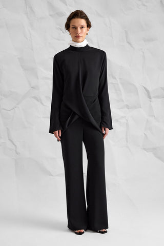 Majesté Atelier No. 01 Asymmetric Tunic & Wide-Leg Trouser Set - Black