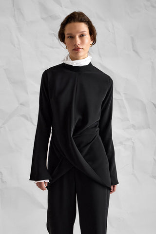 Majesté Atelier No. 01 Asymmetric Tunic & Wide-Leg Trouser Set - Black
