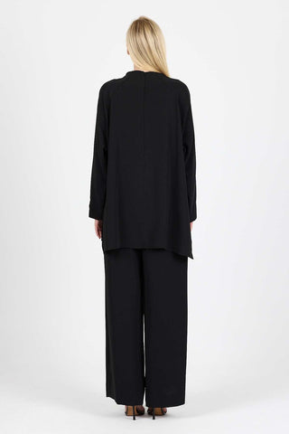 Luna Crepe Blouse and Trousers Set - Black