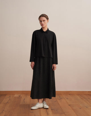 Polo Long Sleeve Top – Black