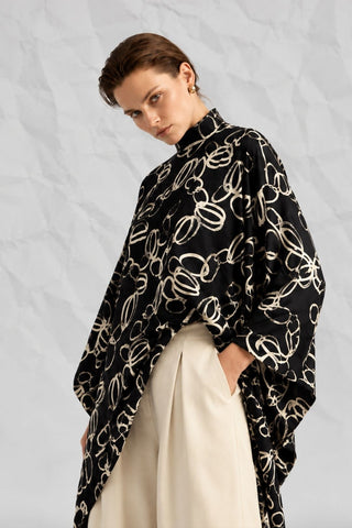 Black Chain-Pattern Jacquard Shirt