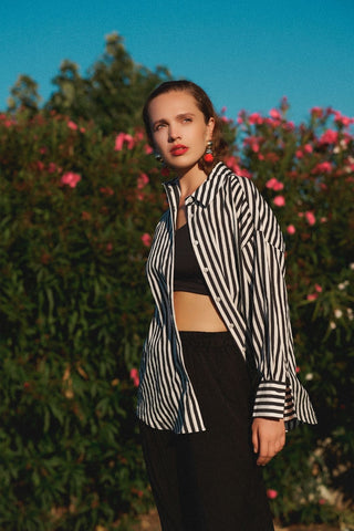 Stripe Oversize Shirt - Black & White Stripe