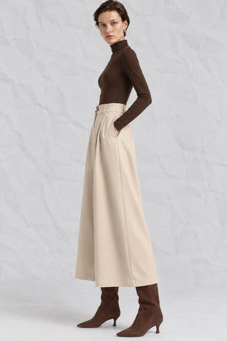 VALETTA Belted Pleated Wide-Leg Trousers
