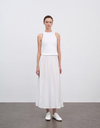 Lightweight Elastic Waist Skirt – White