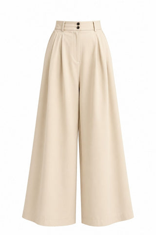 VALETTA Belted Pleated Wide-Leg Trousers
