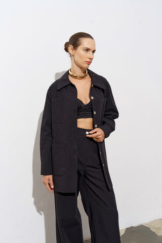 Gilly Poplin Black Shirt
