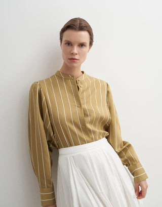 Striped Cuff Detail Shirt – Green