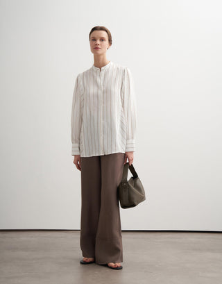 Striped Cuff Detail Shirt – Ecru