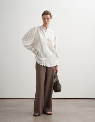 Striped Cuff Detail Shirt – Ecru