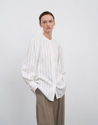 Striped Cuff Detail Shirt – Ecru