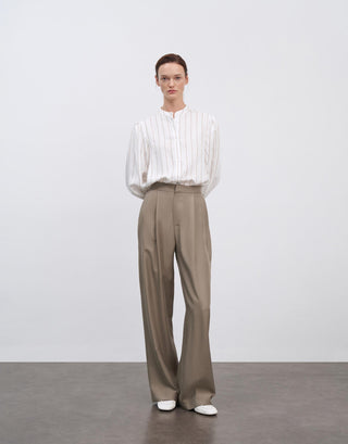 Striped Cuff Detail Shirt – Ecru