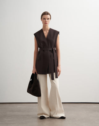 Vegan Linen Wrap Vest – Brown