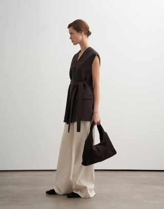 Vegan Linen Wrap Vest – Brown
