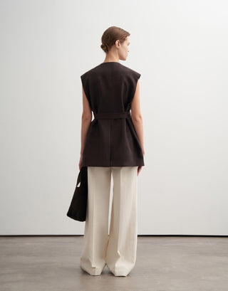 Vegan Linen Wrap Vest – Brown