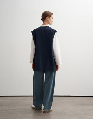 Vegan Linen Wrap Vest – Navy