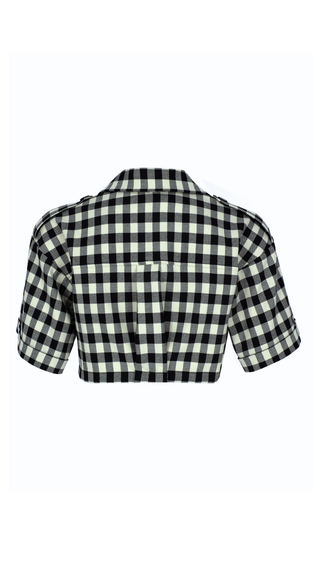 Vichy Patterned Crop Jacket