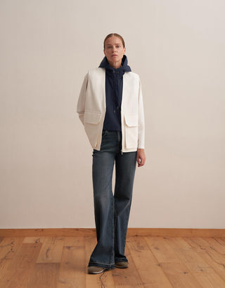 Cotton Zip-Front Vest – Ecru