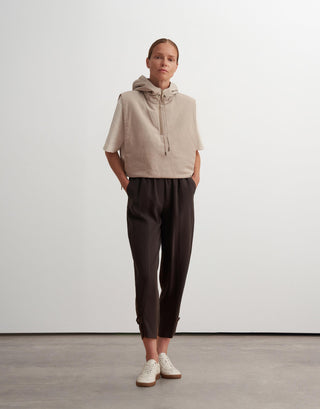 Silky Adjustable Hem Tapered Trousers – Brown