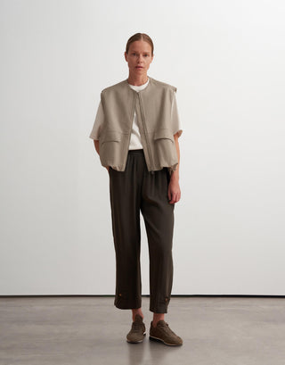 Silky Adjustable Hem Tapered Trousers – Khaki