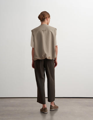 Silky Adjustable Hem Tapered Trousers – Khaki