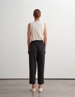 Silky Adjustable Hem Tapered Trousers – Navy