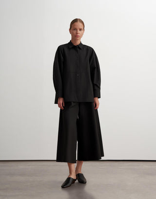 Balloon Sleeve Cotton Shirt – Black